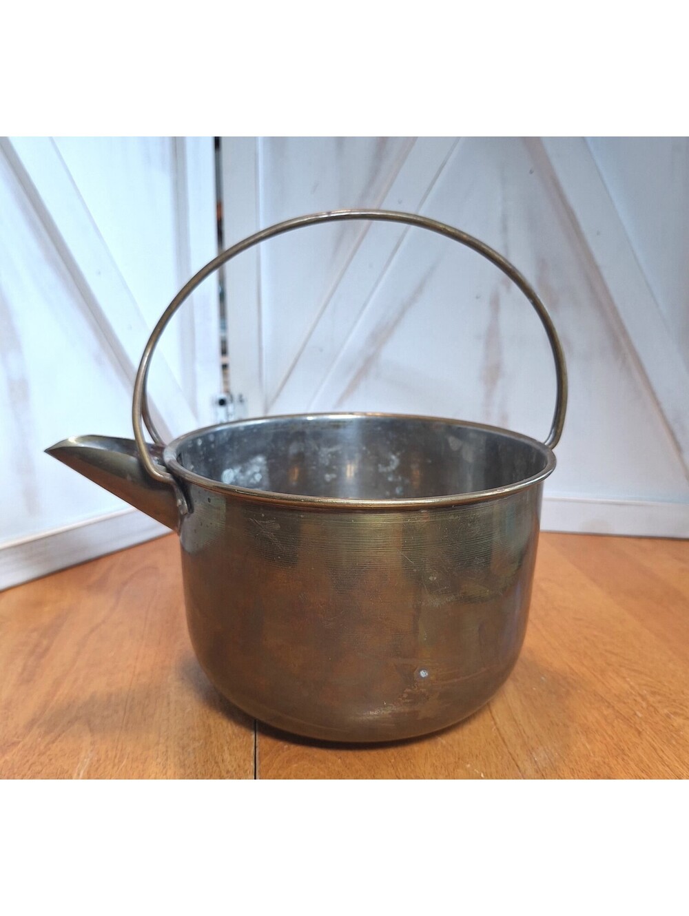 VTG Brass Dipper Pot w/Spout & Handle  Made In India "3438 Etched On Bottom Rare